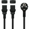 Кабель питания NANOCABLE CEE7-M a 2xC13-H 3 m Чёрный 3 m