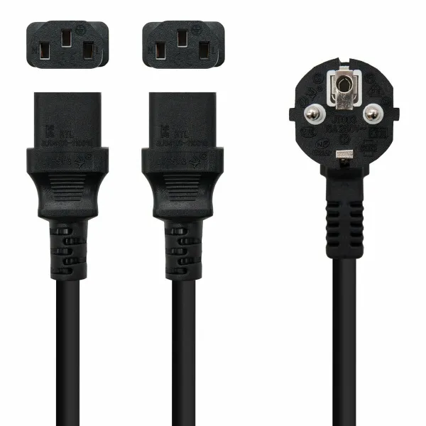 Кабель питания NANOCABLE CEE7-M a 2xC13-H 3 m Чёрный 3 m