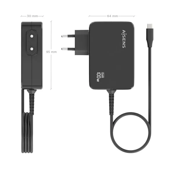 Kannettavan laturi Aisens ASCH-1PD100WL50-BK 1,8 m