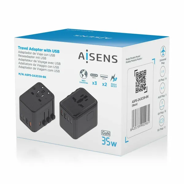 Wall Charger Aisens ASPS-2A3C09-BK Black