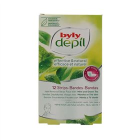 Byly Depil Hair Removal Strips Facial With Mint And Green Tea 12 Units