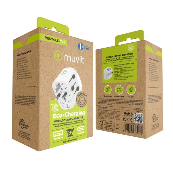 Universal Travel Power Adapter Muvit MCADP0006 White 150 W 15 w