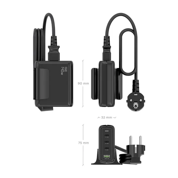 Seinalaadija Aisens GAN Must 140 W 50 W