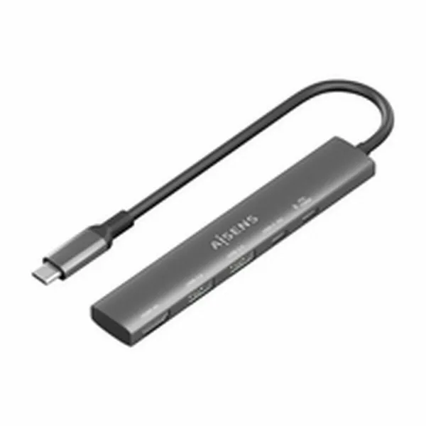 USB-keskitin Aisens USB-C DOCK 5 EN 1 GRIS Harmaa 100 W