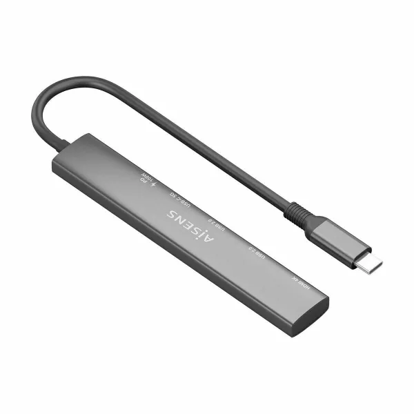 USB-keskitin Aisens USB-C DOCK 5 EN 1 GRIS Harmaa 100 W