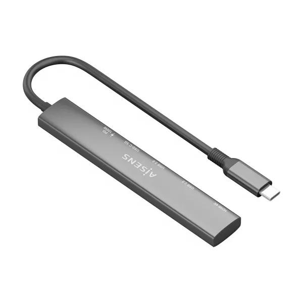 USB-keskitin Aisens USB-C DOCK 5 EN 1 GRIS Harmaa 100 W