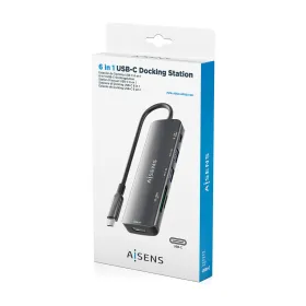 USB-разветвитель Aisens USB-C DOCK 6 EN 1 GRIS Серый 100 W