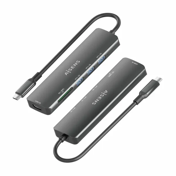 USB-разветвитель Aisens USB-C DOCK 6 EN 1 Серый