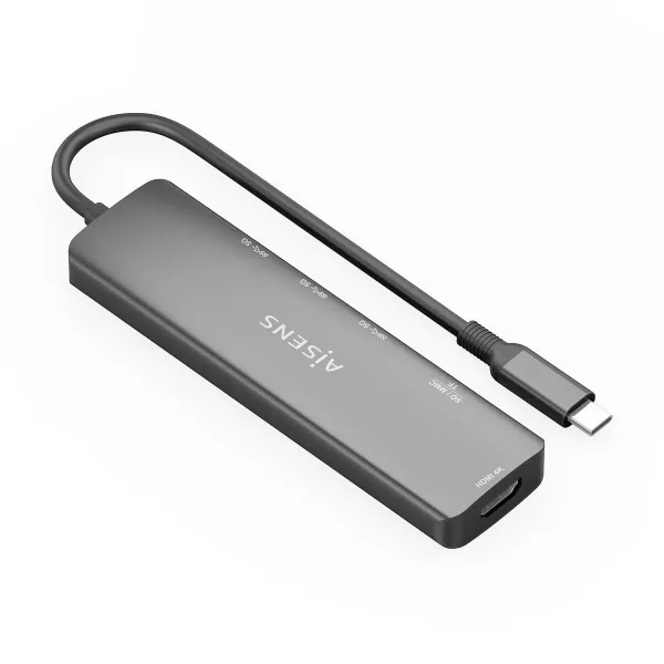 USB-разветвитель Aisens USB-C DOCK 6 EN 1 Серый