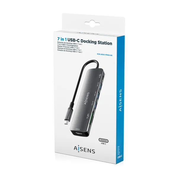 USB-разветвитель Aisens 7 EN 1 Серый 100 W