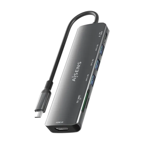 USB-разветвитель Aisens 7 EN 1 Серый 100 W