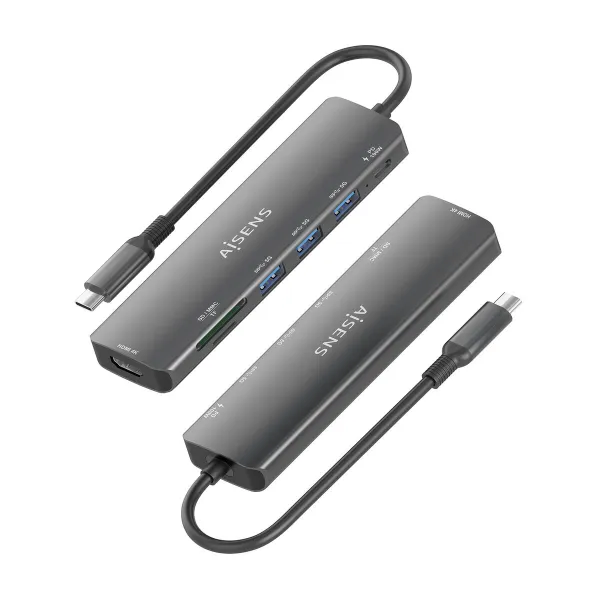 USB-разветвитель Aisens 7 EN 1 Серый 100 W