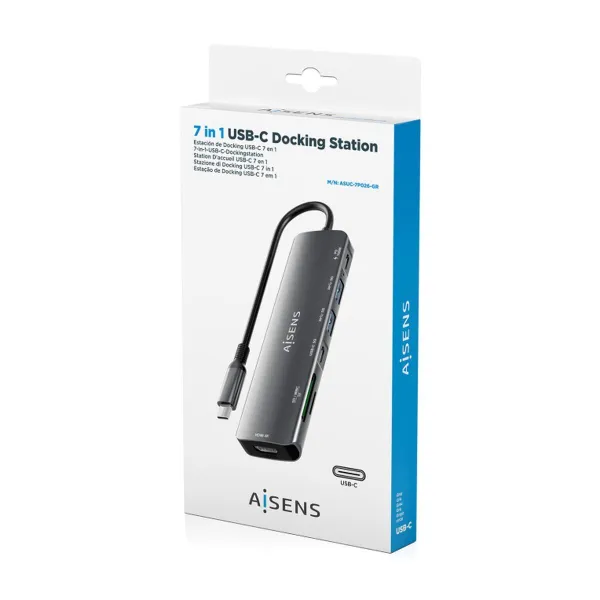 USB Hub Aisens 7 EN 1 Grey 100 W