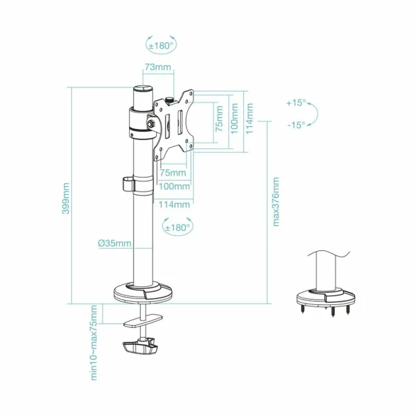 Ekrāna Galda Atbalsts TooQ DB1131TN-B 17" 32" 8 kg
