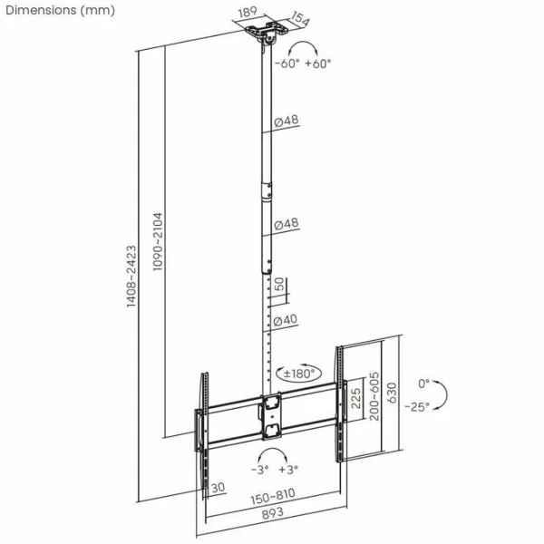 TV Statīvs Aisens CT100TSLE-393 100" 80 kg