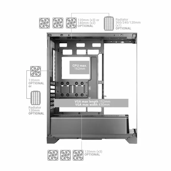 ATX Semi-tower Korpus Mars Gaming MCPRISMAW Valge