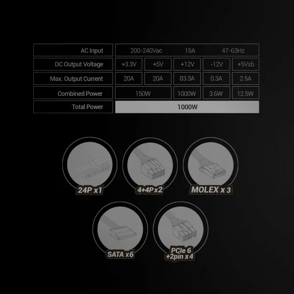 Power supply Mars Gaming MPB1000SI ATX 1000 W 80 Plus Gold