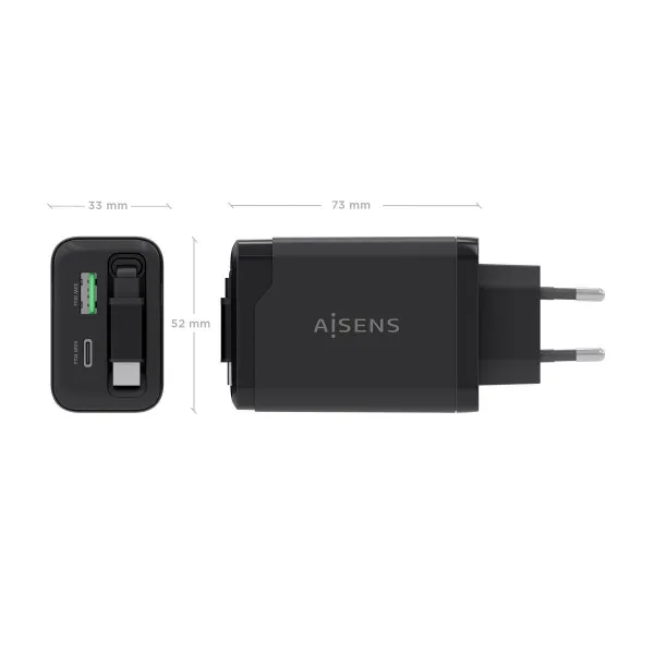 Wall Charger Aisens ASCH-65W3P071-BK Black