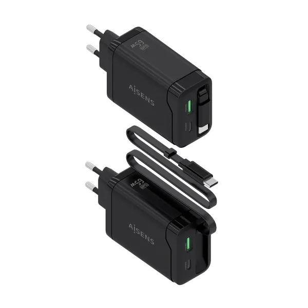 Wall Charger Aisens ASCH-65W3P071-BK Black