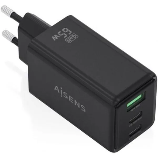 Wall Charger Aisens ASCH-65W3P073-BK Black 65 W