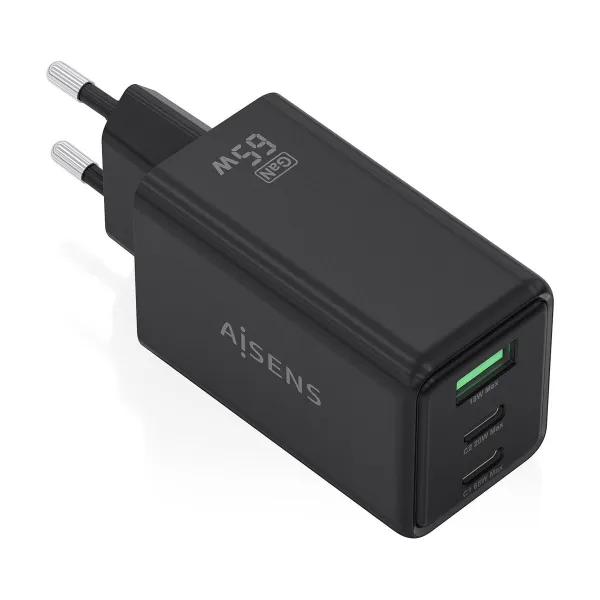 Wall Charger Aisens ASCH-65W3P073-BK Black 65 W