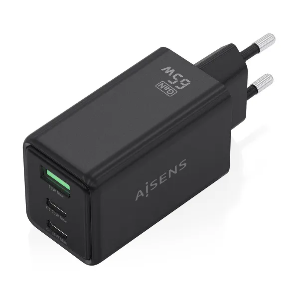Wall Charger Aisens ASCH-65W3P073-BK Black 65 W