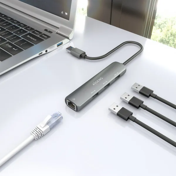 USB šakotuvas Aisens ASUC-4P034-GR Pilka
