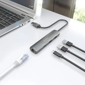 USB šakotuvas Aisens ASUC-4P035-GR Pilka