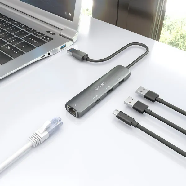 USB šakotuvas Aisens ASUC-4P035-GR Pilka
