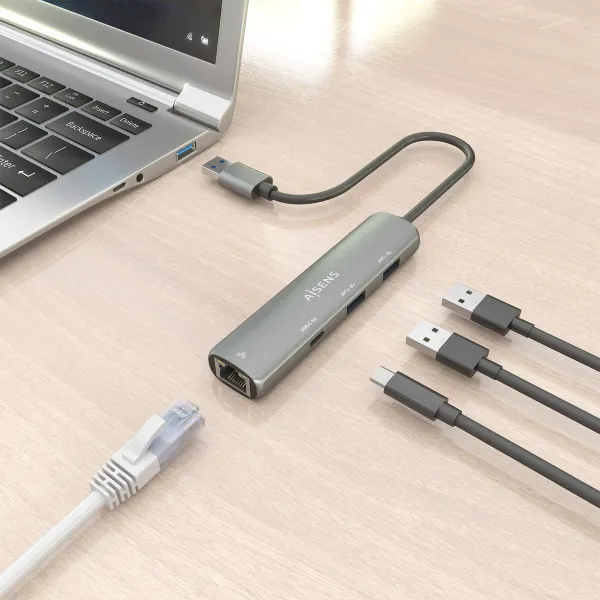 USB šakotuvas Aisens ASUC-4P035-GR Pilka