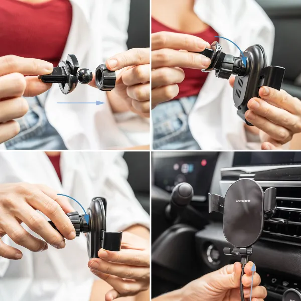 Juhtmevaba kiirlaadimise telefonihoidik autodele Chakar InnovaGoods Must 15 W (Renoveeritud B)
