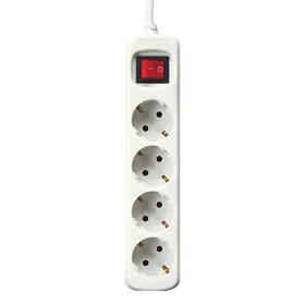 4-kontaktligzdu korpuss ar strāvas slēdzi Silver Electronics Balts