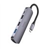 Adapteris Hoco HB27 Type-C Multi-Function Converter HDMI+USB3.0+USB2.0*2+PD pilkas