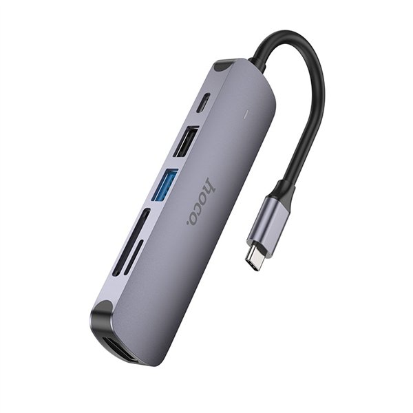 Adapter HB28 Type-C multi-function converter HDMI+USB3.0+USB2.0+SD+TF+PD grey