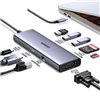 Adapteris Ugreen CM498 USB-C to 2xUSB-A + USB-C + HDMI + SD/TF + PD pilkas