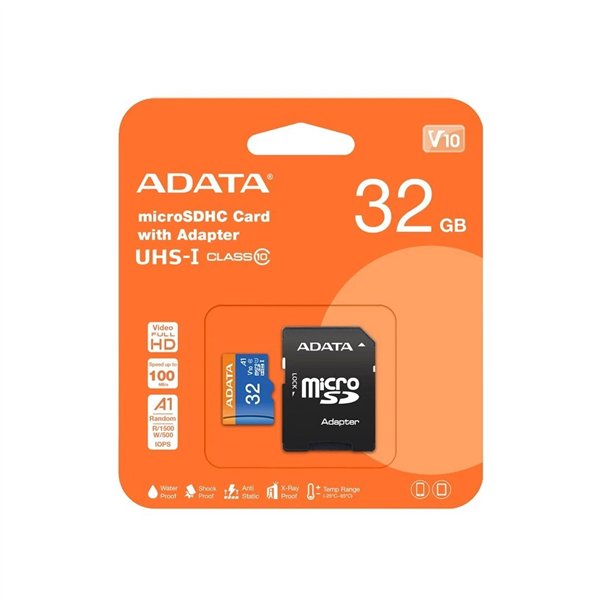 Memory card ADATA microSD 32GB (MicroSDHC UHS-I Class 10 U1) + SD adapter