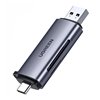 Atminties kortelių skaitytuvas Ugreen CM185 USB-A 3.0/USB-C 3.1 to TF/SD (50706) pilkas