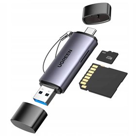 Memory card reader Ugreen CM185 USB-A 3.0/USB-C 3.1 to TF/SD (50706) grey
