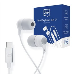 Ausinės 3mk Wired Earphones USB-C baltos