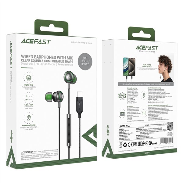 Headphones Acefast L5 USB-C black