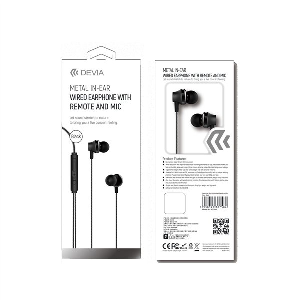 Headphones Devia Metal In-Ear 3.5mm black