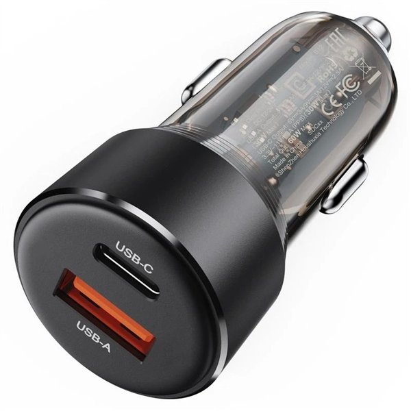 Car charger Acefast B12 60W USB-C/USB-A black