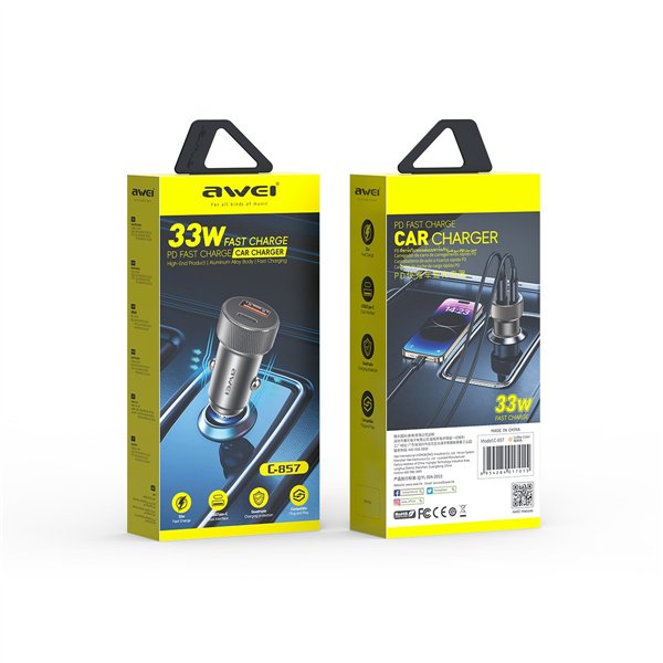 Car charger Awei C-857 33W USB-C/USB-A black