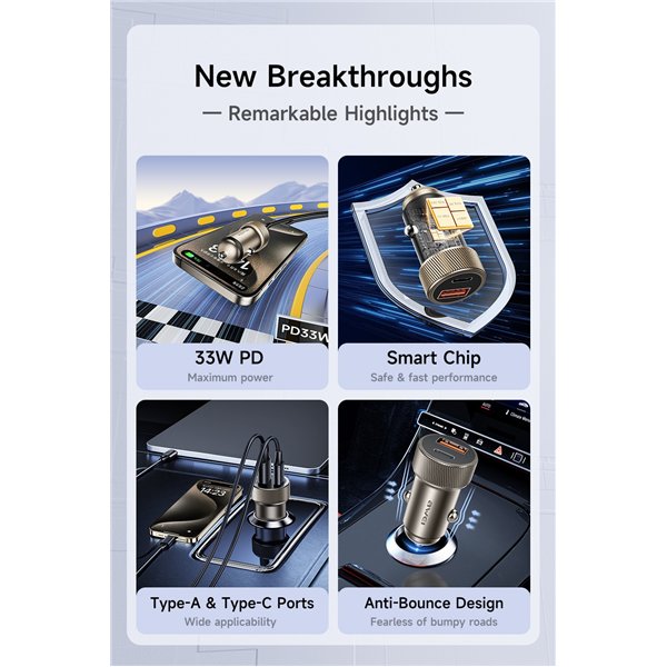 Car charger Awei C-857 33W USB-C/USB-A black