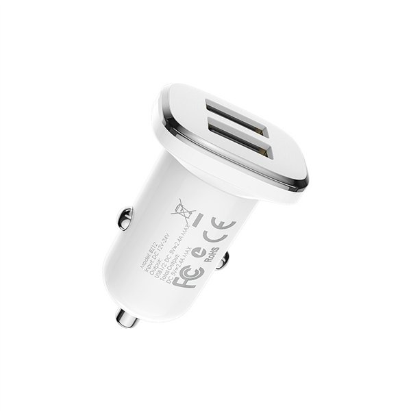 Car charger Borofone BZ12 whit 2 USB connectors (2.4A) white