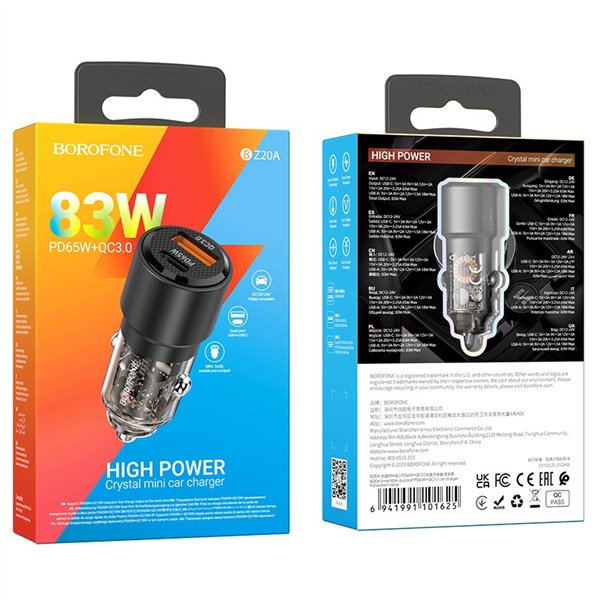 Car charger Borofone BZ20A PD65W+QC3.0 83W black