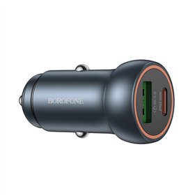 Automobilinis įkroviklis Borofone BZ32A USB-C/USB-A 30W pilkas