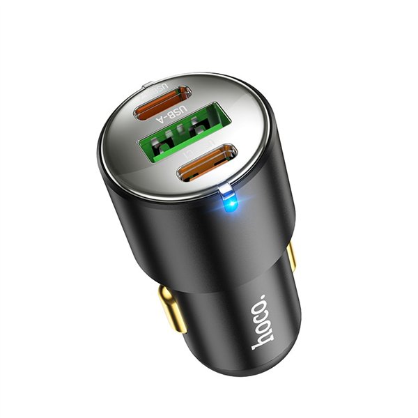 Car charger Hoco NZ6 PD45W 2xType-C/1xUSB-A black