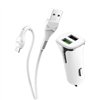 Car charger Hoco Z31 Quick Charge 3.0 (3.4A) with 2 USB connectors + microUSB white
