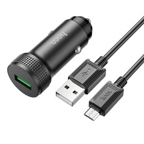 Automobilinis įkroviklis Hoco Z49A QC3.0 18W + MicroUSB juodas